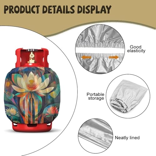 Lotus Flower Propane Tank Cover 20 LB Cylinder Covers for Outdoor and Indoor Use Dustproof Camper Propane Tank Cover - color: Lotus Flower