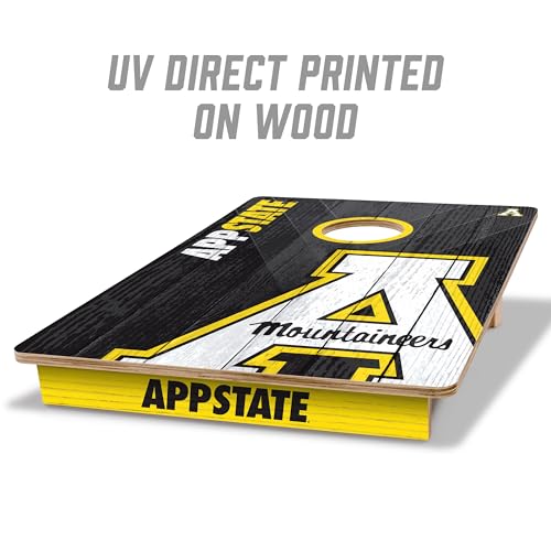 YouTheFan NCAA 2’ x 3’ Wood Cornhole Game with Logo Bags - color: Appalachian State Mountaineers, size: 2' X 3'