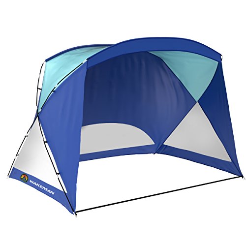 Beach Tent - Sun Shelter for Shade with UV Protection and Water-Resistant Coating for Sports Events and More with Carry Bag by Wakeman Outdoors - color: Turquoise/Blue