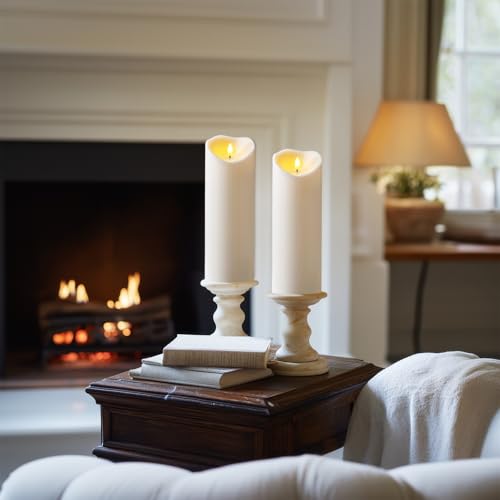 Amagic 4” x 12” Large Outdoor Candles with Timer Waterproof, Flickering Flameless Candles Battery Operated with Remote, Realistic LED Fake Pillar Candle for Lanterns, Patio, Porch, Garden Decor - color: Ivory White, size: D4" x H12"