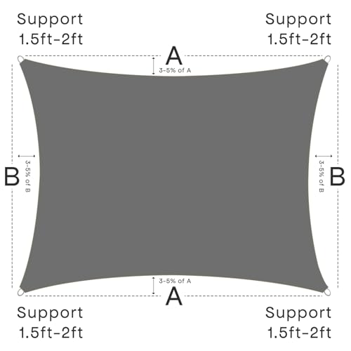 Sun Shade Sail Canopy, 16' x 20' Rectangle 95% UV Block Shade Cover for Outdoor, Backyard Patio, Lawn, Garden, Sandbox Carpor Dark Gray - color: Dark Gray, size: 16' x 20'