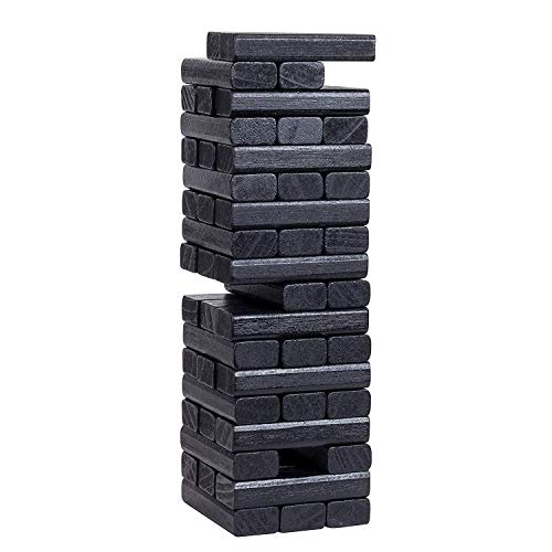 WE Games Wooden Block Stacking Party Game for Adults, Tumble Tower Wedding Guest Book Alternative, Tabletop Games, Includes Storage Case, 12 inches - color: Black