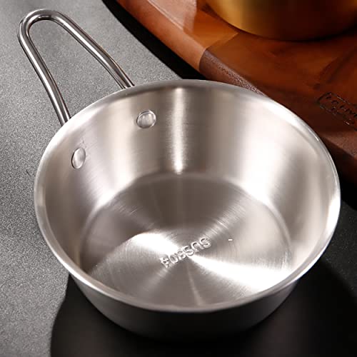 2Pcs Makgeolli Bowls, 304 Stainless Steel Korean Traditional Bowls Round Rice Bowl Wine Cup with Handle, Hiking Soup Dish Food Bowl Camp Cup (Small: 6.5oz, 3.9inch, Silver) - color: Silver, size: Small: 6.5oz, 3.9inch