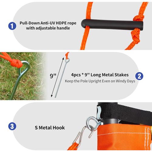 Outdoor Volleyball Net Set for Backyard Beach with 1.25“ Adjustable Poles, Anti-Sagging 28-ply PE Net, PU Volleyball & Pump, Large Portable Carry Bag
