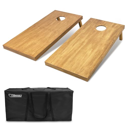 GoSports 4 ft x 2 ft Regulation Size Wooden Cornhole Boards Set with Light Brown Finish - Includes Carrying Case (Choose Your Colors) - color: No Bean Bags, size: 4 Ft X 2 Ft