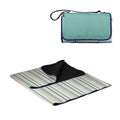 PICNIC TIME Outdoor Picnic Blanket Tote, 59"x51" Foldable Beach & Camping Blanket with Soft Fleece, Water-Resistant Bottom, Adjustable Strap & Zippered Pocket (St. Tropez - Sky Blue, Multi Stripe) - color: St. Tropez