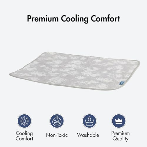 Spark Paws Cooling Mat for Dogs - Self Cooling Dog Mat & Pet Cooling Pad for Large, Medium & Small Dogs - Non-Toxic, Non-Gel Washable Cooling Bed - Cloud Grey - Size L - color: Cloud Grey, size: Large