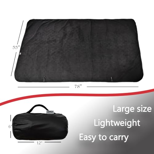 Large Outdoor Blanket Waterproof Quilted,Thick Warm Fleece Blanket for Stadium Camping Picnics Beaches Pets Sports - Sandproof Windproof Washable Portable - Black - color: Black