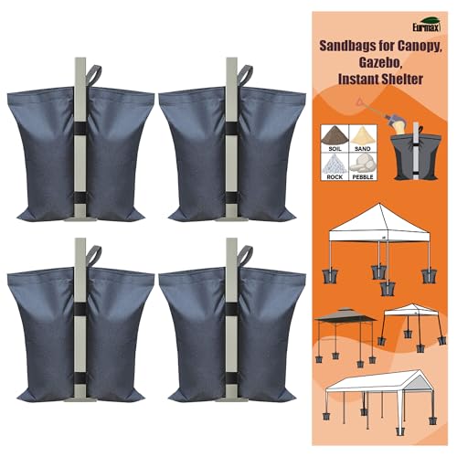 Eurmax USA 130LBS Weight Capacity Pop up Gazebos Weights Sand Bags for Pop up Canopy Tent Pergola Outdoor Instant Canopies, 4-Pack (Without Sand) Grey - color: Gray, size: Double Pocket