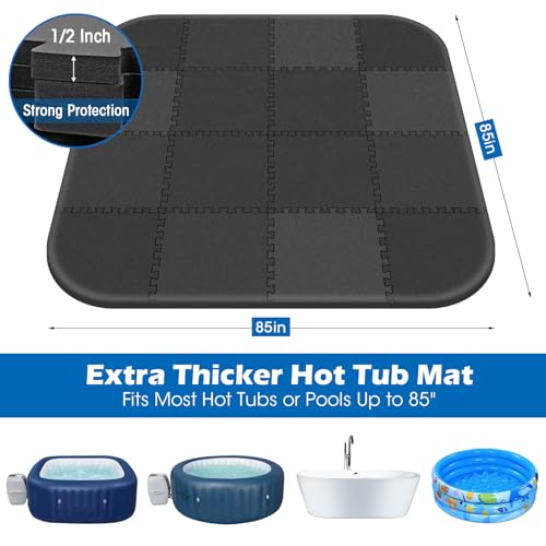 1/2"Extra Thick 85Inch Hot Tub Mat for Inflatable Hot Tub Accessories,Large Hot Tub Eva Foam Pad Padding Foundation for Outdoor Indoor,Portable Spa Pool Accessories Ground Base Flooring Mat Protector - color: 1/2 Inch Thickness 85 Inch,Black