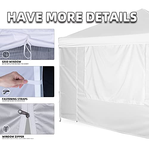 Sunshade Sidewall, SunWall with Door and Window for 10×10 Pop Up Canopy Straight Leg, Outdoor Instant Canopies Wall, 1 Pack Canopy Sidewall Only (Spliceable, White) - color: White - Spliceable