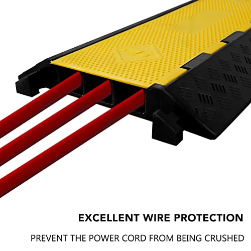 Rubber Cable Ramp 3 Channel Drive Over Hose Cable Protector Outdoor 22000Lbs Load Capacity Wires Power Lines Extension Cord Cover Traffic Speed Bump 1 Pack - color: 22000Lbs-3Channel 1Pack
