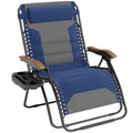 PHI VILLA XXL Oversized Padded Zero Gravity Chair, Foldable Patio Recliner, 30" Wide Seat Anti Gravity Lounger with Cup Holder, Support 400 LBS (Thumb Blue) - color: Blue, style: 1 Pcs