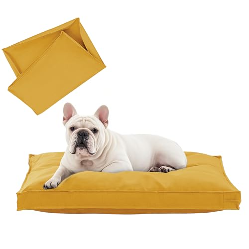 Dog Bed Covers Replacement Washable, Waterproof Dog Bed Cover with Zipper, 30Lx20Wx3H inch Durable Oxford Pet Bed Cover for Outdoor/Indoor Use, Cover Only, Yellow - color: Yellow, size: 30*20*3 inch