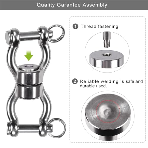 SELEWARE Silent Bearing Swing Swivel, 360° Rotational Device Hanging Accessory with Removeable Buckle for Tree Swing, Hammock Chair, Climbing Rope, Yoga, Kids Swing Swivel 1202LB Capacity - color: Swivel - Style B, 2 Pack