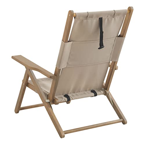 Lavish Home Beach Chair - Outdoor Weather-Resistant Wood Folding Chair with Backpack Straps - 4-Position Reclining Seat - Beach Essentials (Taupe) - color: Taupe, style: Set of 1