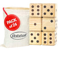 Bolaball 3.5" Giant Wooden Yard Dice Set Pack of 24 for Outdoor Fun, Barbeque, Party Events, Backyard Games, Beach Games, Lawn Game Includes 6 Dice and a Carry Bag for Easy Storage