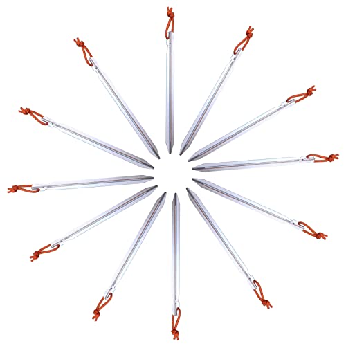 12 Pack Tent Stakes, 7075 Ground Metal Camping Aluminum Tent Pegs, Lightweight Tent Stakes Heavy Duty Spikes Camping Accessories - color: White