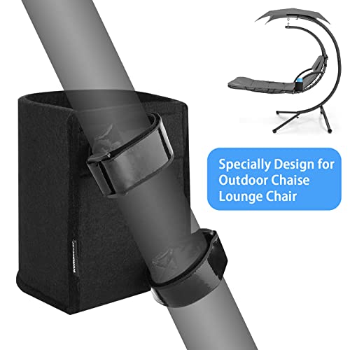 Drinking Cup Holder, Patio Curved Chaise Chair Cup Holder, Drink Holder for Swing Chair Hammock Chair Wicker Chair Egg Chair, Universal Cup & Bottle Holder for Beach Chair, Golf Cart, Wheelchair - color: Black