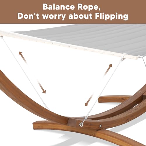 SUNCREAT Hammocks Double Hammock with Wooden Stand, Hammock Cover, Outdoor Hammocks for Outside, 475 lbs Capacity, Dark Gray - color: Dark Gray