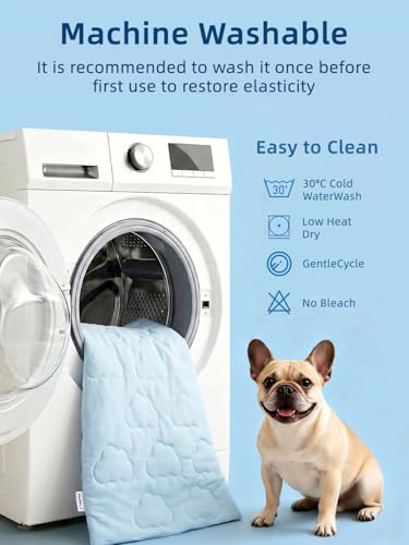 Huafly Dog Cooling Mat,Dual-Sided Cooling Mat for Dogs–Cooling Fabric for Summer,Velvet for All Seasons–Portable for Crate,Car Seat,Sofa&Floor,Machine Washable,Keeps Cats,Dogs&Puppies Cool,Cloud Blue - size: L: 48.0" L x 28.0" W x 0.8"Th