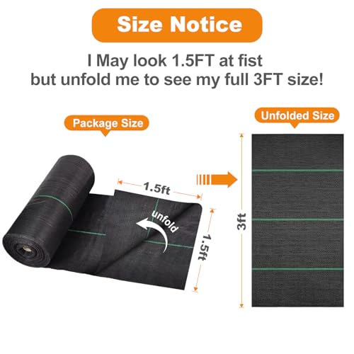 AMAGABELI GARDEN & HOME 3ft x 100ft 3.2oz Weed Barrier Landscape Fabric Garden Cloth Heavy Duty Weed Control Blocker Mat Gardening Ground Cover Durable Woven Geotextile Fabric Driveway Underlayment - size: 3.2oz-3x100ft