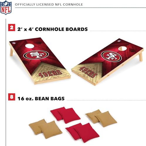 Wild Sports NFL San Francisco 49ers 2' x 4' Regulation Size Solid Wood Cornhole Set with Direct Print HD Team Graphics