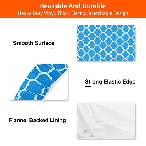 6ft Picnic Table and Bench Cover, Camping Essentials RV Gear, 72 in Waterproof Windproof Outdoor Elastic All Around Tablecloth, Fitted Rectangle Tables and Seats, Blue-White Moroccan - color: Blue-white Moroccan, size: 72"