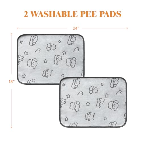 Qeils Reusable Puppy Pads, 2 Pack Washable Pee Pads for Dogs, Waterproof Non Slip Wee Wee pad, Absorbent and Leakproof Training Mats for Potty, Crate, Playpen, Bed, Sofa, 18"x 24" - size: 18x24(pack of 2)-pet