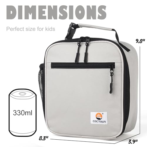 CaCTOUR Lunch Box Kids,Premium Insulated Lunch Bag for Girls Boys,Soft Bag Mini Cooler Back to School Thermal Reusable Lunch Bag for Work School Picnic (Gray) - color: B-Gray