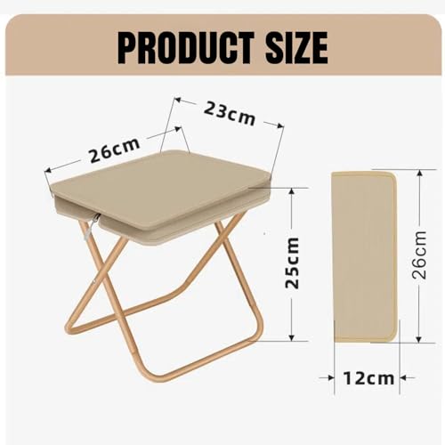 Ultralight Folding Camping Stool, 1.2lbs Compact Portable Chair for Adults, 350lbs Load, Aluminum Frame with Oxford Seat, Beach, Hiking, Fishing, Handbag Style Stool (Beige) - color: Beige