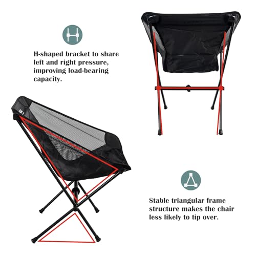 G2 GO2GETHER Ultra-Light Folding Camping Chair, All-Aluminum Frame, Surper Breathable Fabric, Easy to Carry, Compact Storage Size (2, Black) - color: Black