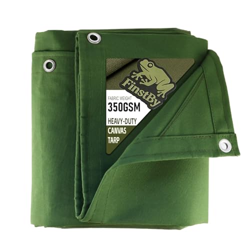 12x16 ft Canvas Tarp with Rustproof Grommets, Heavy Duty Multipurpose Tarpaulin Cover for Canopy Tent, Roof, Camping, Woodpile-Green - color: Green, size: 12x16 ft