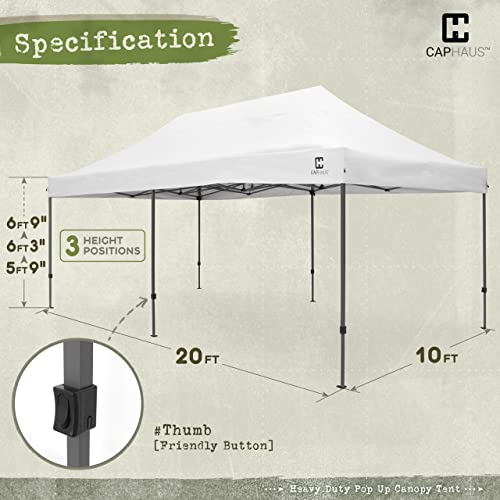 Fencer Wire 10ft x 20ft Pop Up Outdoor Canopy Easy Up Tent, Heavy-Duty Commercial Grade, Portable for Camping, Patio, Parties, Instant Folding Shelter with Wheeled Carry Bag and Weight Bags, White - color: White, style: 10x20