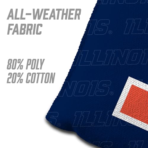 YouTheFan Officially-Licensed NCAA Set of 4 Cornhole Bags - All Weather Regulation 6” x 6” Size - 16oz Weight - Designed in USA - color: Illinois Fighting Illini - Blue