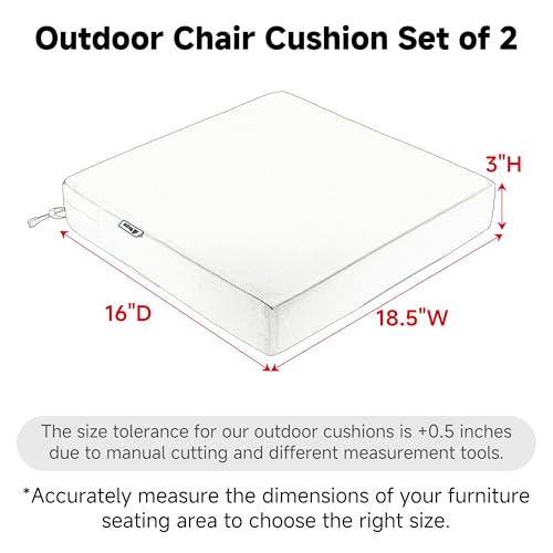 Favoyard Patio Chair Cushions 18.5 x 16 x 3 Inch Waterproof Outdoor Seat Cushions for Patio Furniture 3-Year Color Fastness Garden Sofa Couch Chair Pads with Handle & Adjustable Straps Set of 2, Green - color: Green, size: 18.5 x 16 x 3 In