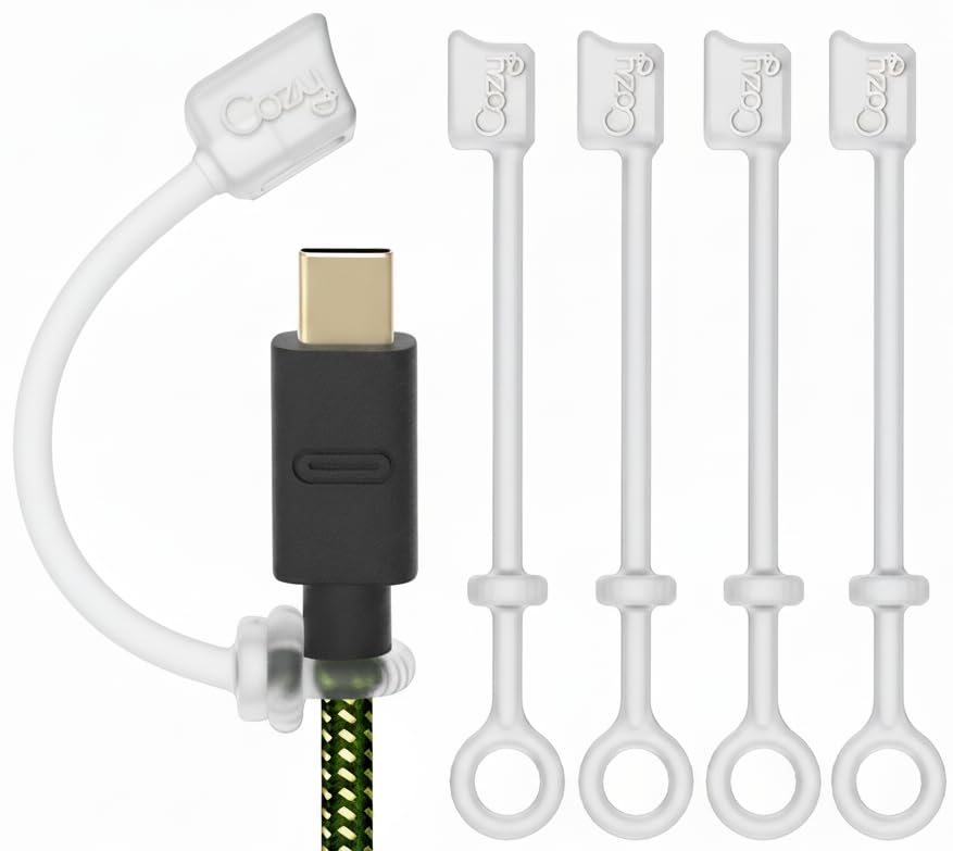 [5-Piece] Cozy USB Caps for USB C Cable - Cap/Tether Provides Dust and Oxidation Protection, Projection Adapter Cover, Protects During Travel, Portable, Designed by Cozy (Clear) - color: USB-C - Clear