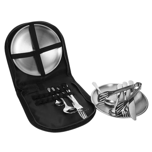 11pcs Stainless Steel Camping Silverware Set with Compact Carry Bag, Portable Reusable Utensils Kit for Outdoor Dining, Picnic, Backpacking, and Travel