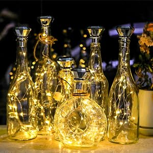 Upgraded 12 Pack Diamond Solar Wine Bottle Lights, 20 LEDs Waterproof Copper Light, Bottle Light Fairy Cork String Lights for Yard Patio Decor, DIY Birthday Gift for Mom Grandma Friend(Warm White) - color: Warm White (Diamond Shaped), size: 12 Pack