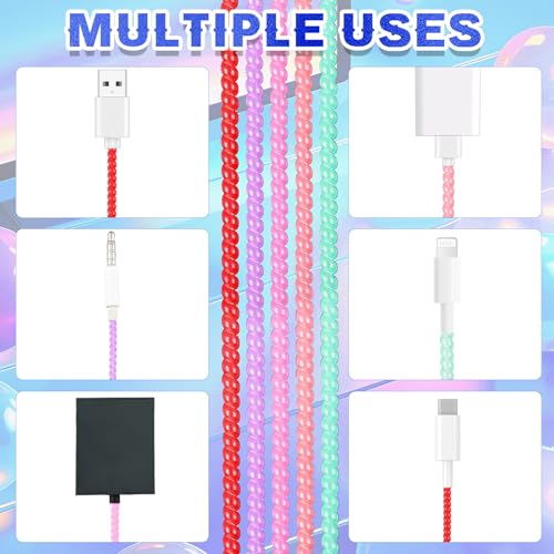 Frienda 10 Pcs Spiral Cord Protector Chargers Protector Pets No Chew Data Cable Protective Sleeve Headphone Charger Saver USB Cable Cover Wire Repair for Phone USB (Pearlescent Color) - color: Pearlescent Color