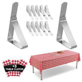 12 Pack Tablecloth Clips with 3 Tablecloths - Stainless Steel, Heavy Duty Table Clips for Home, Restaurants, Picnic, Party, Dining Tables - Fits Up to 1.8 Inch Thick Tables - color: 12 Pack With 3 Tablecloths