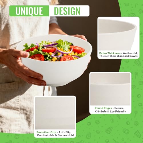 Large Salad Bowl, Wheat Straw Bowls Set 60 OZ, Unbreakable Big Bowls Set of 6, Large Serving Bowls for Kitchen, Cereal, Ramen, Soup, Microwave & Dishwasher Safe, White - color: White, size: 60 Oz