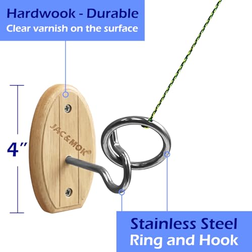 Hook and Ring Toss Game Swing Game DIY Kit -Stainless Steel Ring, Polyester Rope and Hardware - style: short board -green 1