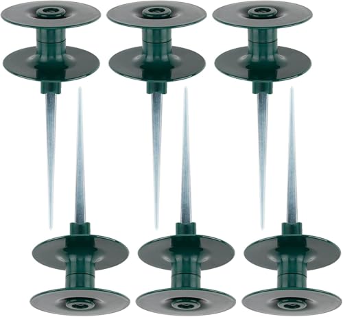 FONTOI 10 Inch Hose Guide Stakes, Durable Rust Free Zink Hose Guides for Garden, Heavy Duty Dark Green Spin Top, Garden Hose Guide Stakes Metal for Plant Protection Greenhouse, Patio Lawn, 6PCS - color: ‎Dark Green C