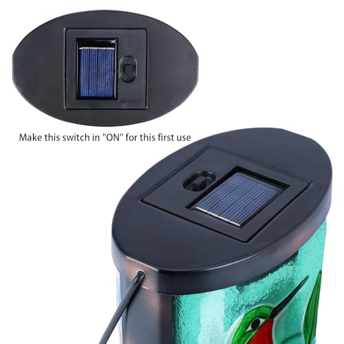Hanging Solar Lantern Outdoor Waterproof Hummingbird Solar Lights Glass Tabletop Decorative Lamp for Outdoor Patio Garden Outside Yard Decor - style: Green_Hummingbirds