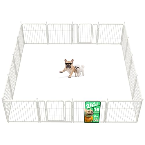 FXW Rollick Unleashed Dog Playpen for Indoor, Yard, RV Camping, 24 inch 16 Panels for Small and Puppy Dogs, White│Patented - color: White, size: 24"H