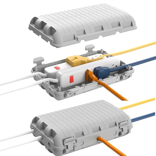 Outdoor Waterproof Electrical Box, 2 Pack Large Extension Cord Cover Protector Plug Connection Cable Safety Box IP54 Water-Resistant for Power Strip, Holiday Light and Decorations, Grey - color: 2 Pack Grey