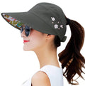 Sun Hats for Women Wide Brim Sun Hat UV Protection Caps Floppy Beach Packable Visor - color: Dark Grey