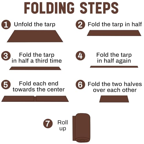 8 Pack 6 x 8 ft 5.5 Mil Large Tarps Heavy Duty Waterproof Tarp Multi Purpose Tent Cover for Home Boats Cars Camping Patio Furniture Roof Emergency Rain Protective Cover, Brown - color: Brown, size: 6 x 8 ft