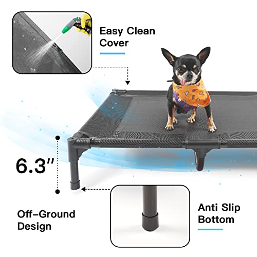 suddus Elevated Dog Bed for Medium Dogs, Dual Support Cooling Cot with Teslin Mesh, Portable Waterproof Pet Bed for Indoor/Outdoor Use, Medium, 30x23x6.3 Inch, Grey - color: Grey, size: M (30"Lx 23"Wx6.3"H)